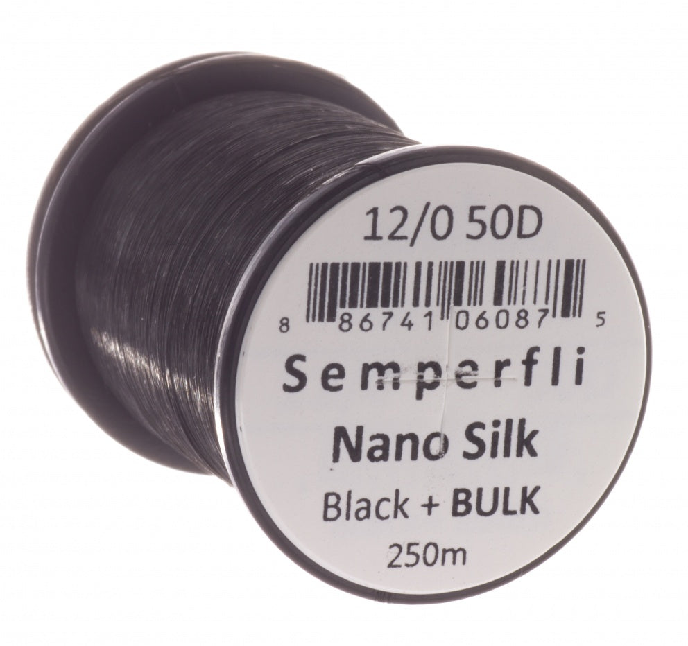 Semperfli Nano Silk 50D 12/0 Black Bulk 250m Spool - Sportinglife Turangi 
